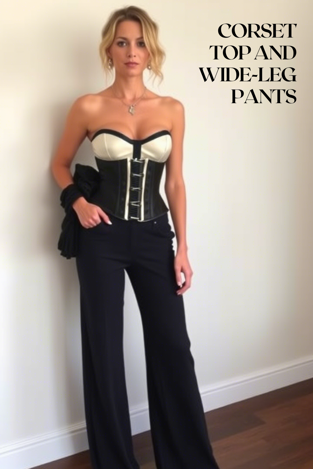 Corset Top and Wide-Leg Pants